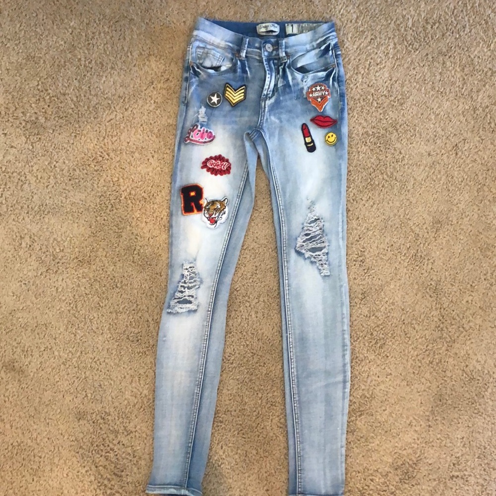 Indigo Rein Light blue ripped faded  skinny jeans